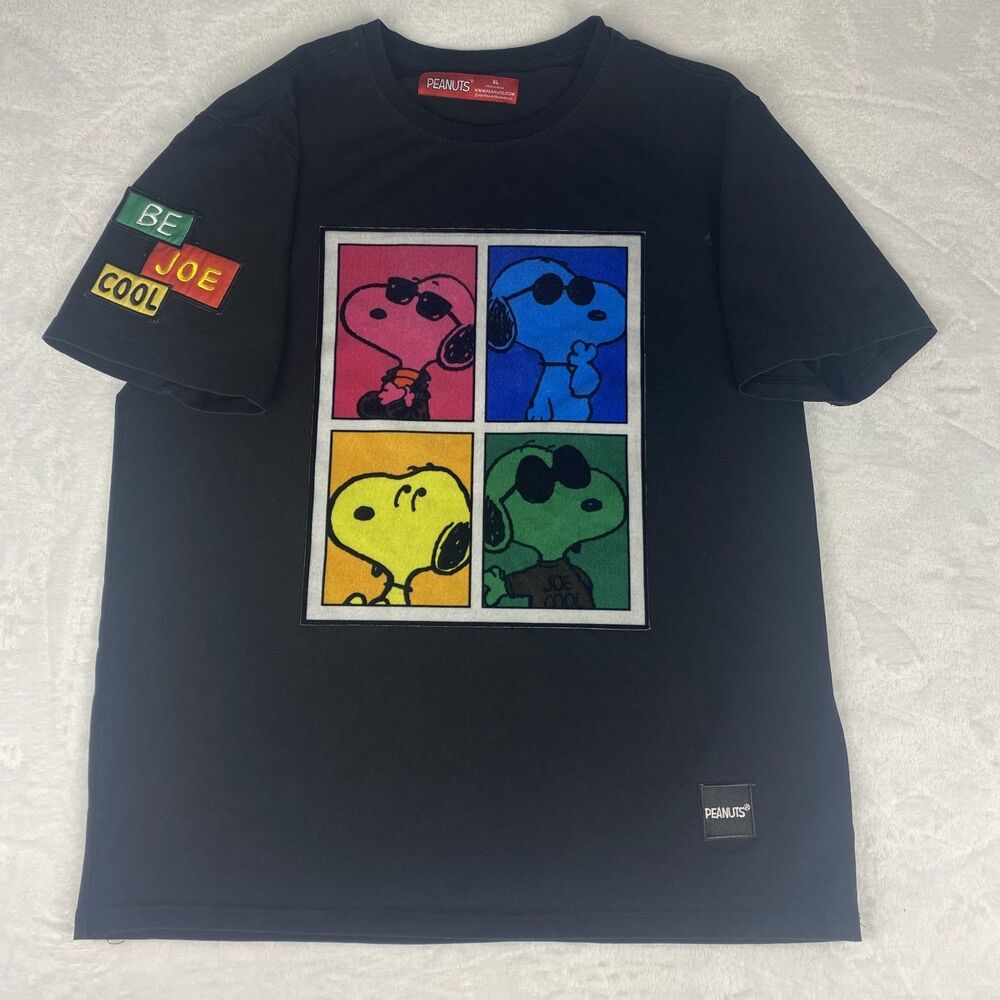 Peanuts Graphic Shirt Adult Extra Large Black Crewneck Short Sleeve Casual